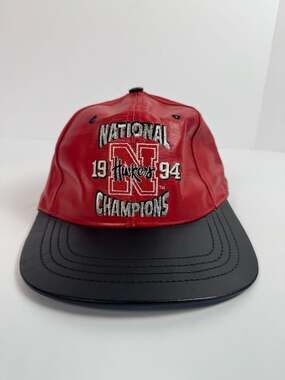 Vintage 1994 Nebraska Huskers National Champions Leather Snapback Hat